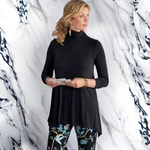 Soft Surroundings Timely Turtleneck Tunic Heavenly Soft Large P Black Asymmetric